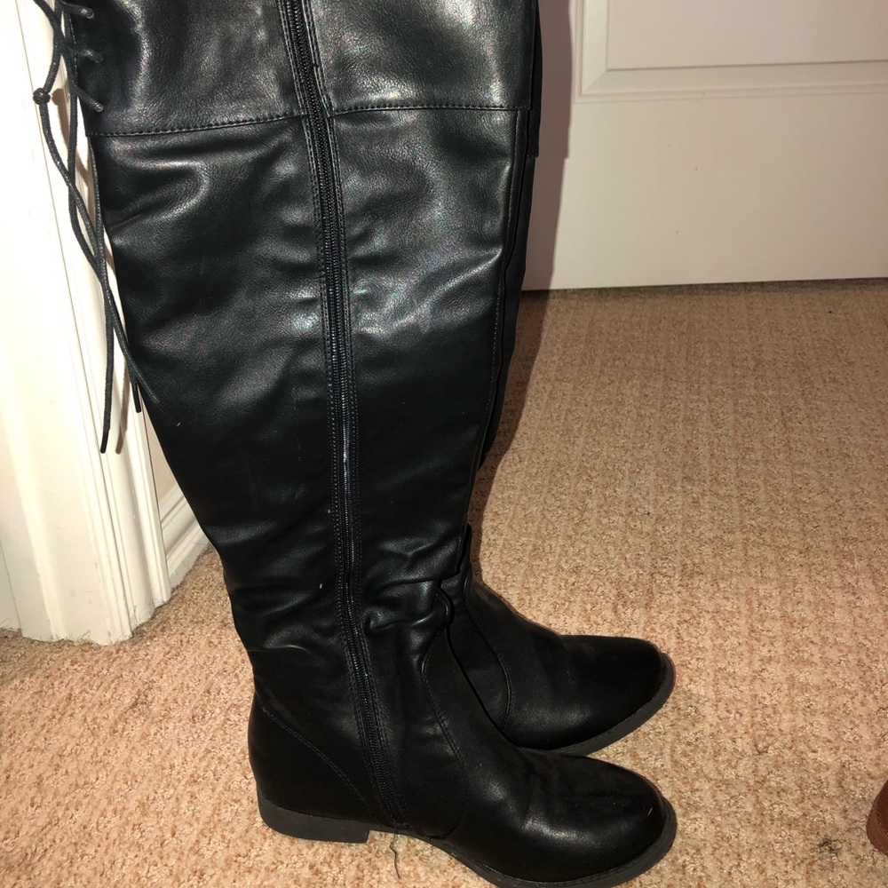 high knee leather boots . f21